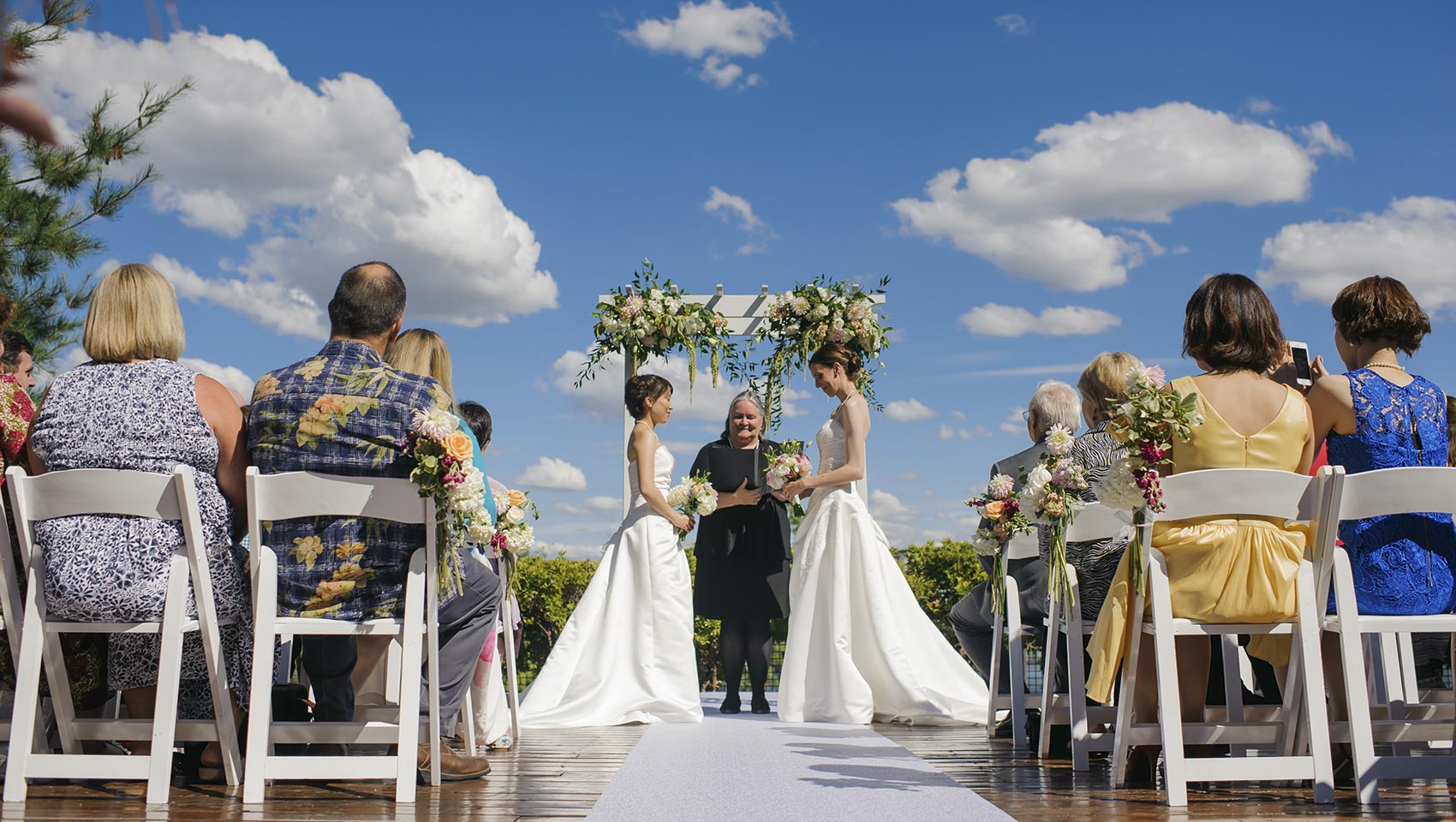 LGBT wedding ceremony at outdoor Portland wedding venue