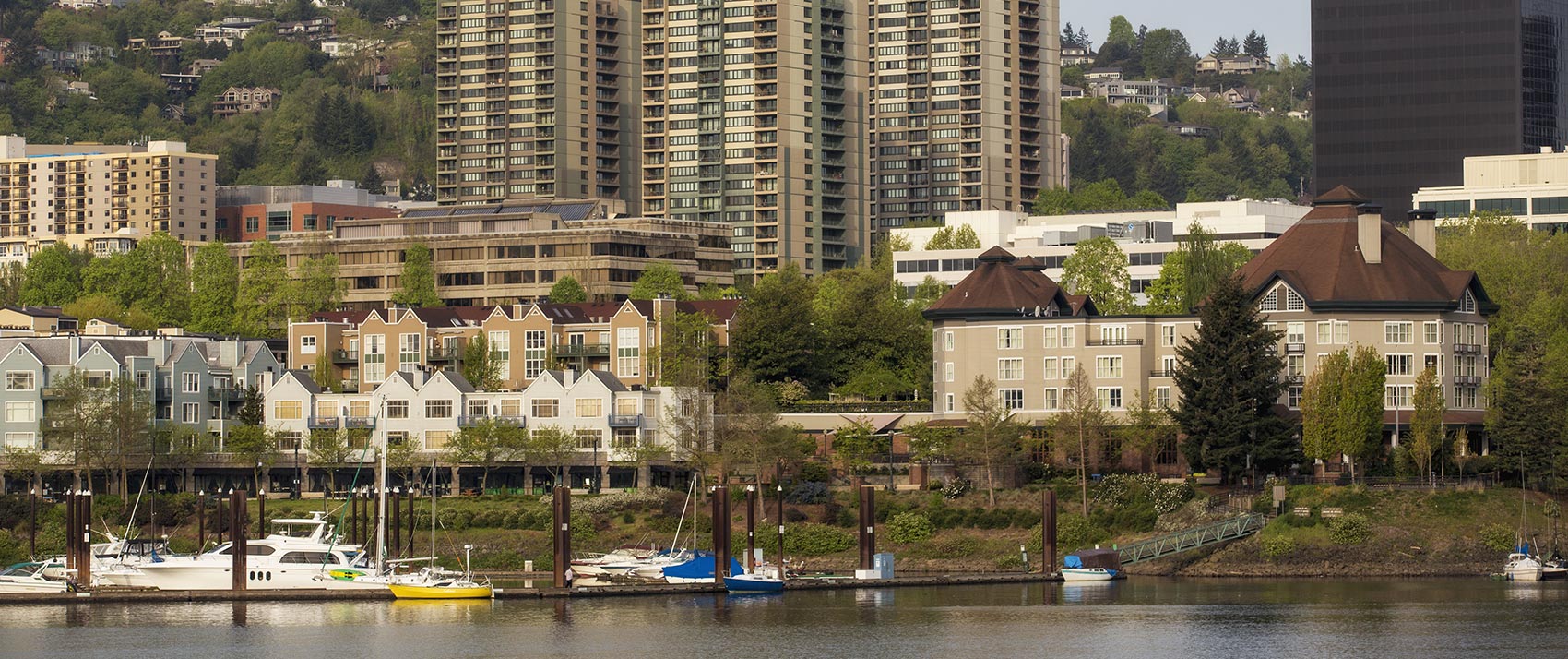 waterfront view of houses in downtown Portland Oregon