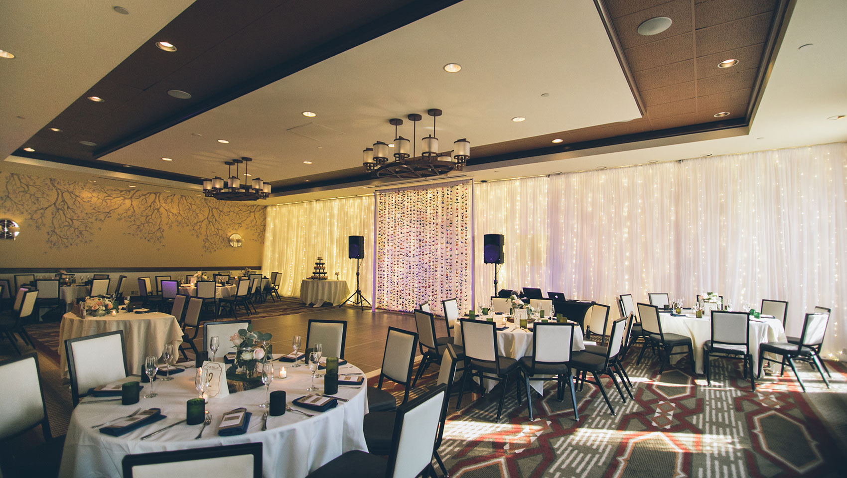 ballroom set in rounds for a wedding